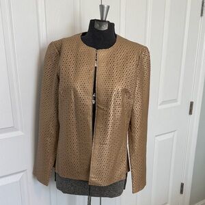 Vintage Yvonne Marie Gold/Tan punched lamb  leather jacket/ Blazer